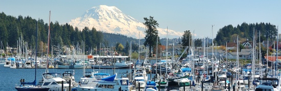 The view across Gig Harbor of Mount Rainier is just a few short minutes from Kensington Gardens.